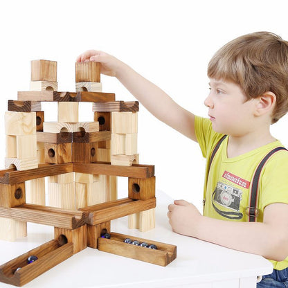 Holzmurmeln Gebäude Run Maze Ball Blöcke Achterbahn Stil Bau Pädagogisches Spielzeug Für Kinder Kinder Geschenke