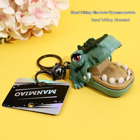 Creative Cartoon Biting Dinosaur Toy Car Key Ring