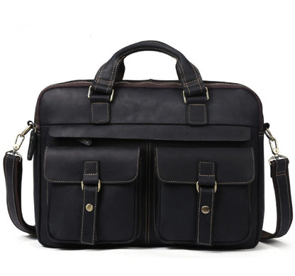 Bolsos genuinos para hombre, bolsos de negocios retro para hombre, maletín de piel de vaca, bolso oblicuo, bolso para portátil de 15,6 pulgadas