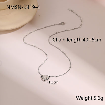 Collar de acero de titanio con colgante de piedra natural en forma de corazón de amor con diseño de moda