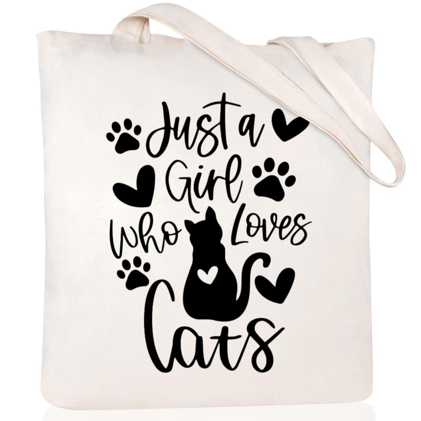 Cartoon Cat Printed Canvas Shoulder Bag