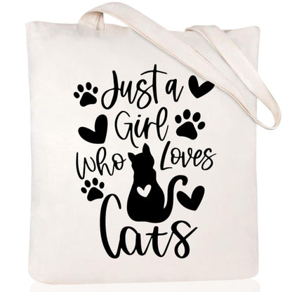 Cartoon Cat Printed Canvas Shoulder Bag