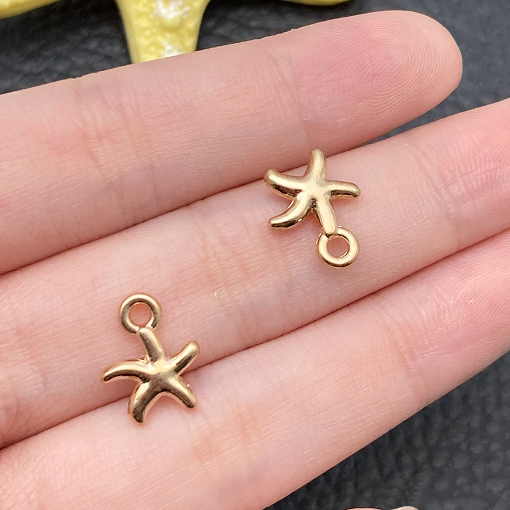 Gold Marine Life Starfish Conch Alloy Pendant DIY Bracelet Earring Ornament Pendant