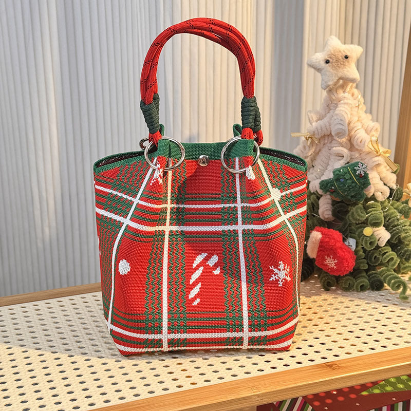 Knitted Buckle Bag Portable Large Capacity