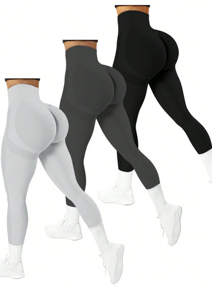 Pantalones de yoga sin costuras con efecto tie-dye color melocotón para mujer, cintura alta, para entrenamiento