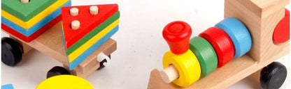 Tren de madera con tractor de tres secciones, juguete de inteligencia para niños, rompecabezas, juguetes educativos