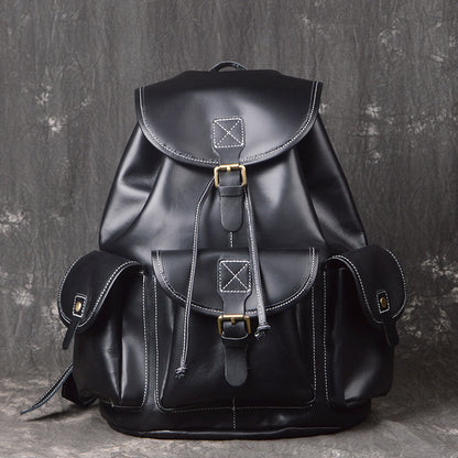 Mochila de cuero con cordón para hombre