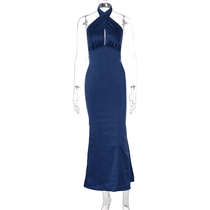Vestido elegante sin mangas y sin espalda de moda de verano