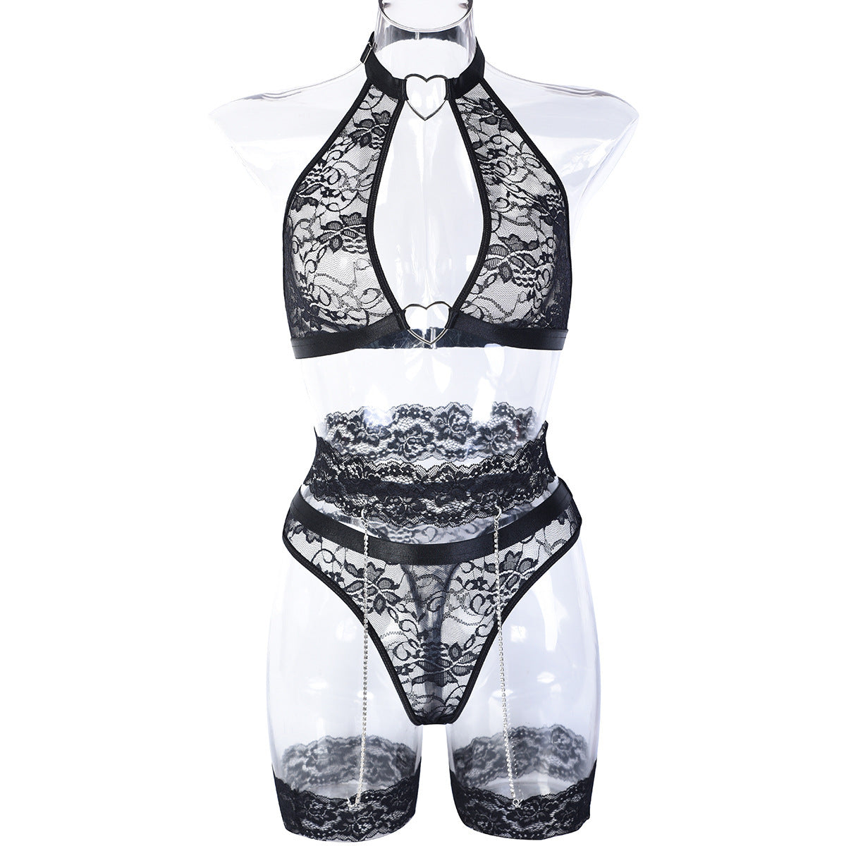 Europe And The United States Erotic Underwear 5-piece Set Express Burst Lace Exquisite Chain Stitching