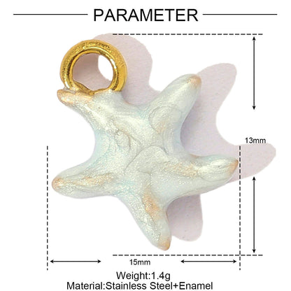 Colgante de acero de titanio con forma de estrella de mar y corazón estilo francés