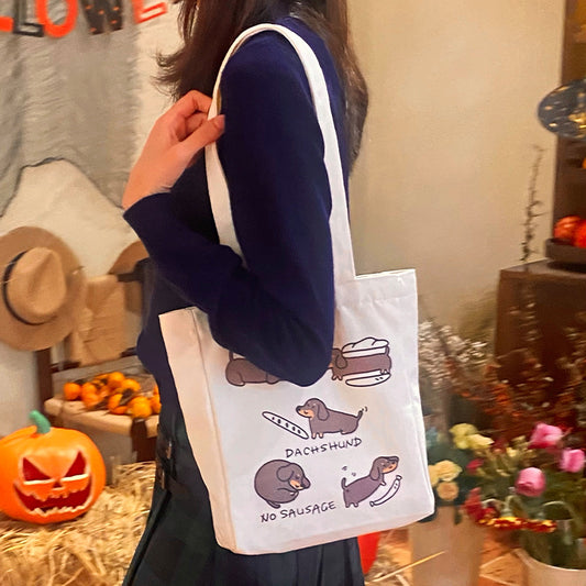 Women's Sausage Dog Canvas Bag One Shoulder Bag