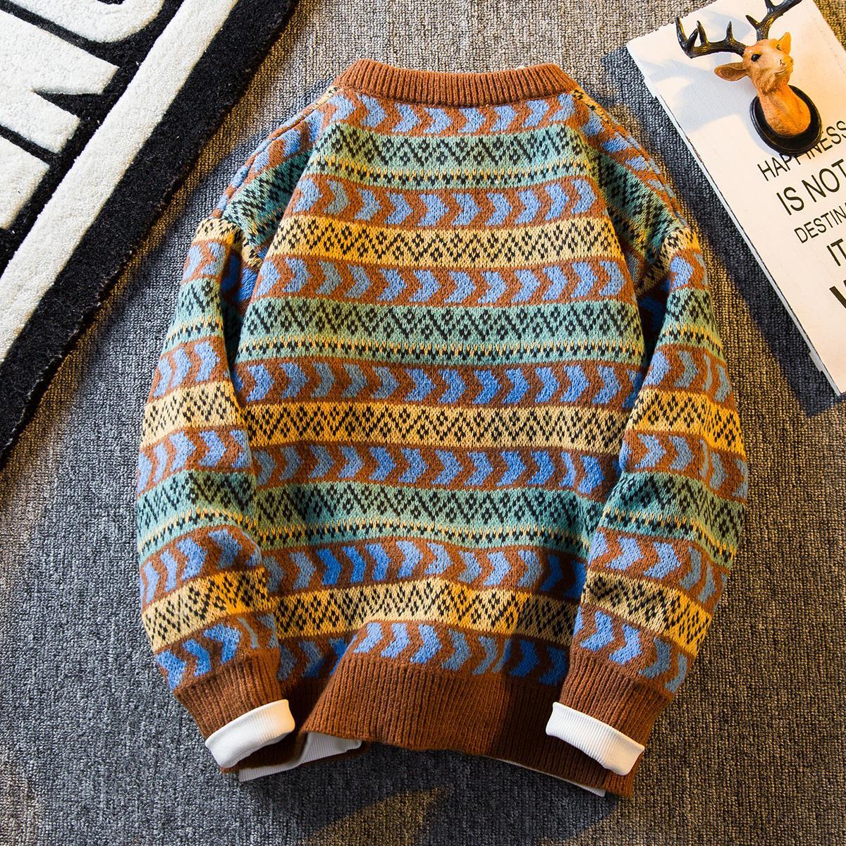 Retro Ethnic Style Sweater Men's Thick Button Sweater