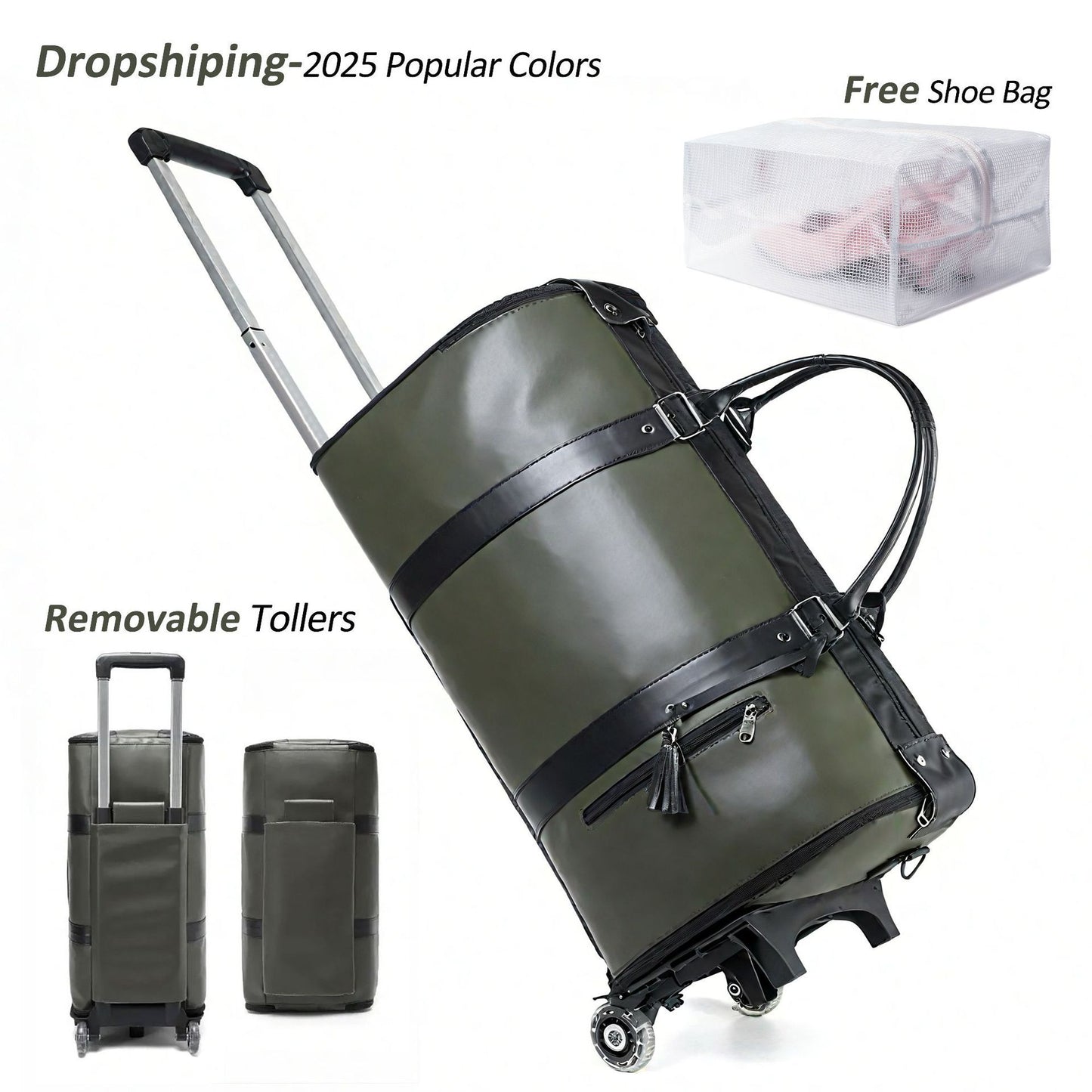 Lengthened Foldable Trolley Large Capacity Suit Bag Full Black New Travel Bag