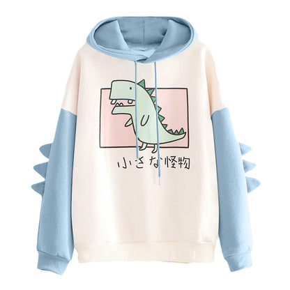 Niedlicher Kapuzenpullover mit Dinosaurier-Print und Plüsch-Sweatshirt
