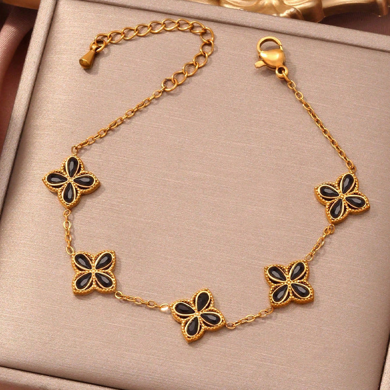 Small Flowers Inlaid Zircon Bracelet For Women