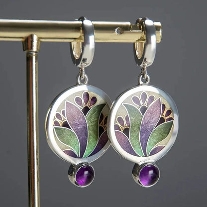 Newandy Bunte Blumenmuster Tropfen Ohrringe Damen Kreativ