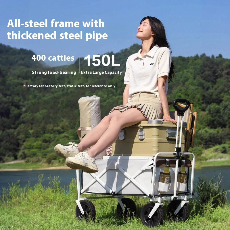 Outdoor Camper Picnic Car Household Foldable Four-wheel Luggage Trolley Portable Fishing Lever Car
