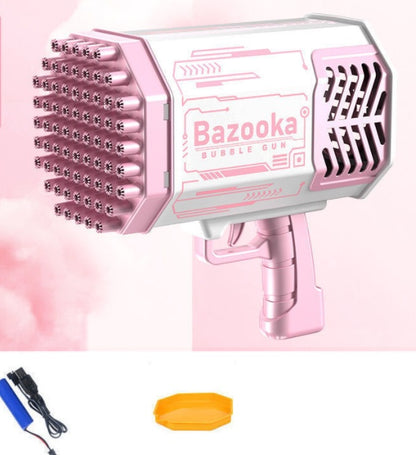 Pistola de burbujas automática con 69 agujeros, forma de cohete, con forma de pistola, con luz, para niños