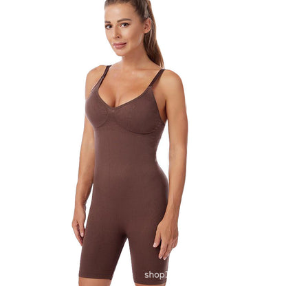 Einteilige Shapewear Bauchstraffung Gesäß Flache Hose Offener Schritt Postpartale Schlankheitskleidung Bruststütze Schlingenkorsett
