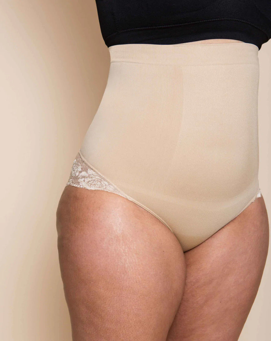 Pantalones moldeadores de encaje de silicona antideslizantes de cintura alta para mujer