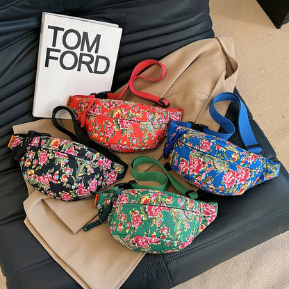 Big Flower Western Style All-matching Waist Bag