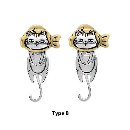 Pendientes de gato con grafiti Original Niche Dulce Genial
