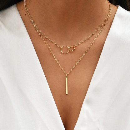Collar con anillo y barra de moda