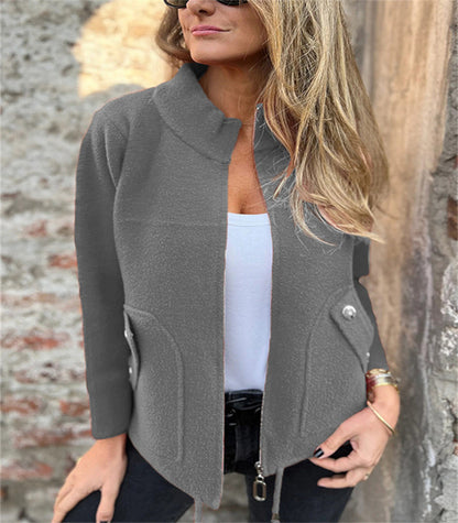 Anzugjacke aus Wolle mit Revers und Kunsttasche