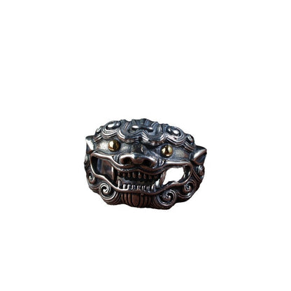 Anillo de diamantes personalizado dominante con patrón Jibeast, anillo abierto