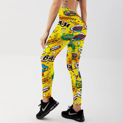 Bedruckte Anime-Leggings für Damen, schmale Passform, Trainingshose für Füße