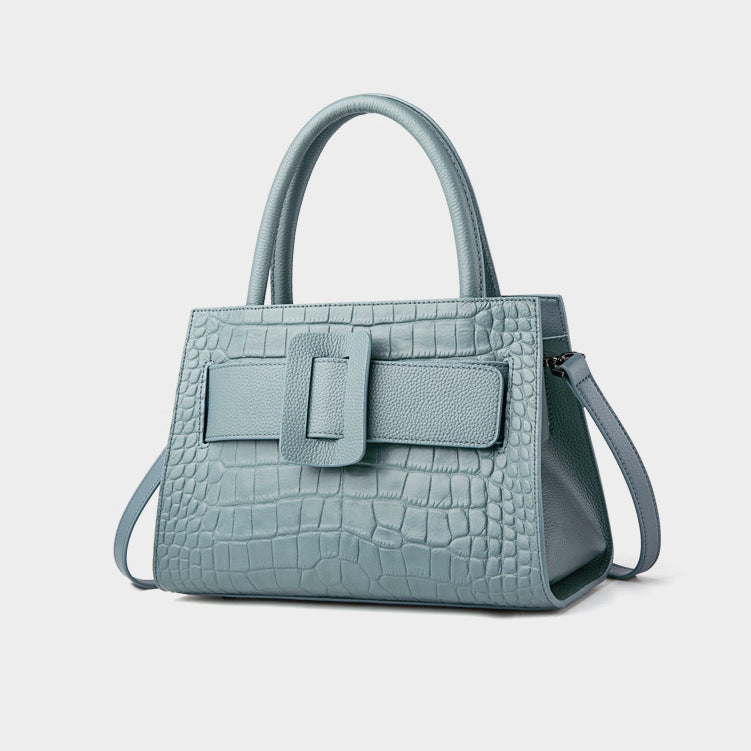 Bolso bandolera portátil de cuero para mujer, bolso de hombro a juego.