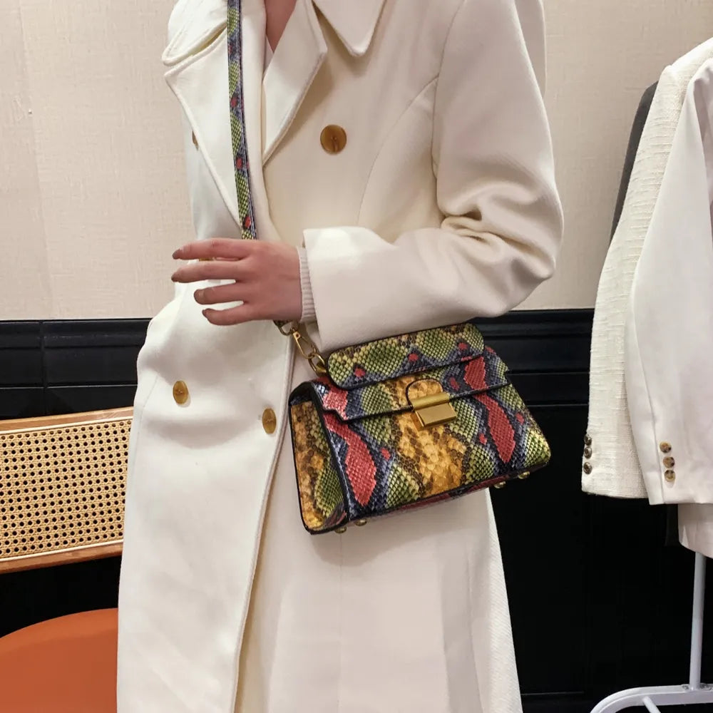 Vivid Charm Snakeskin Bag