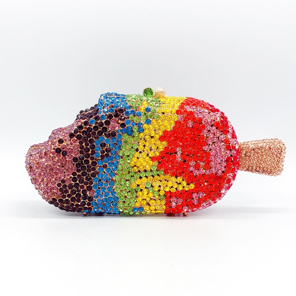 Ice Cream Shaped Diamond Clutch Bag