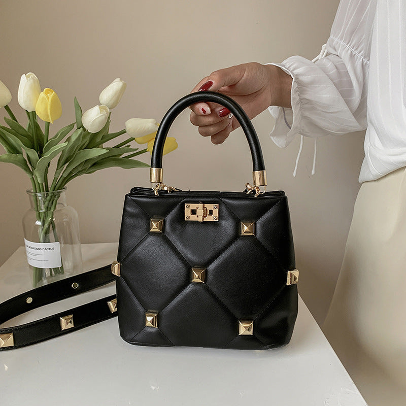 RivetGlow Vertical Bucket Bag