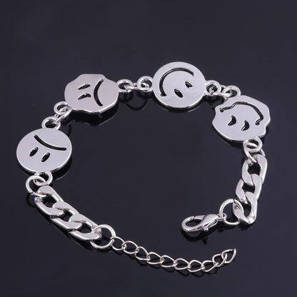Pulsera con dije de cara sonriente llorando de moda, estilo hip hop, cadena gruesa, para mujeres y hombres, accesorios de joyería. 