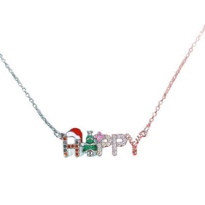 Nuevo y creativo collar con letras de Papá Noel y árbol de Navidad