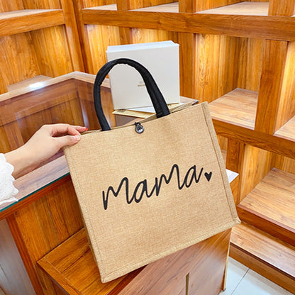 Bolsa de almuerzo portátil de gran capacidad con letras artísticas femeninas