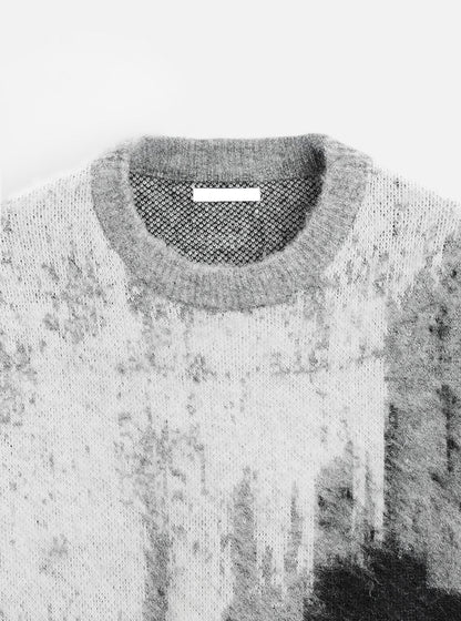 Mohair Soft Glutinous Color-block Crew Neck Knitted Sweater