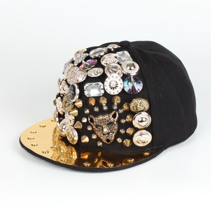 Gorra de béisbol con remaches de leopardo y calavera para hombre y mujer