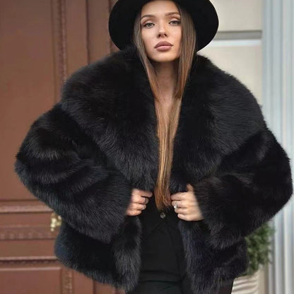 Chaqueta informal de piel de zorro esponjosa para mujer Ropa de mujer