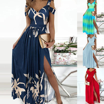 Vestido bohemio con escote en V y tirantes finos para mujer, largo y fluido, para fiesta en la playa