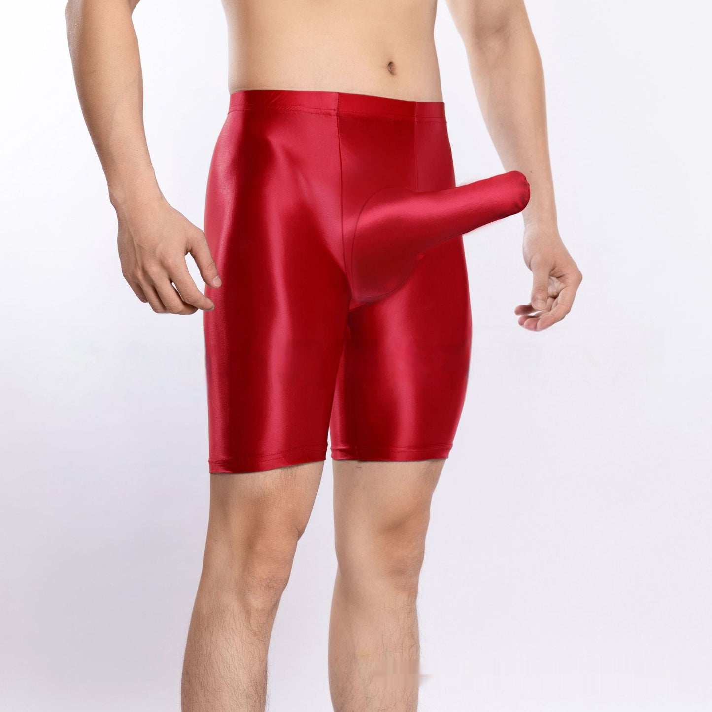 Plus Size Shiny Silky Sports Shorts