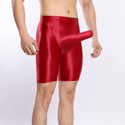 Plus Size Shiny Silky Sports Shorts