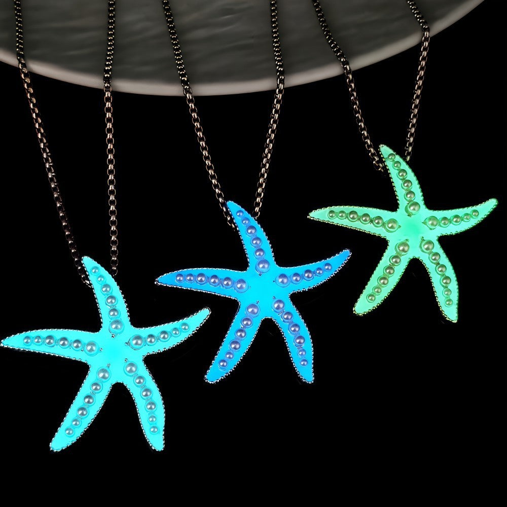 Metal Luminous Starfish Necklace Ocean Elf Beach Party