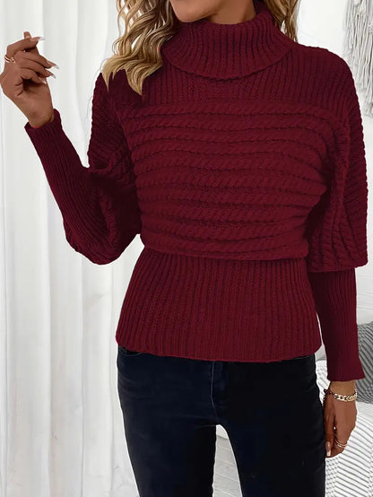 Damen Pullover Pullover High Neck Langarm Strickwaren