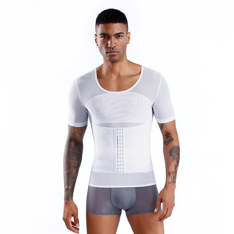 Summer Men's Corset Shapewear For Abdomen, Tight - fitting, Fitness Corset, Invisible Short - sleeved Shapewear - BAGMODA