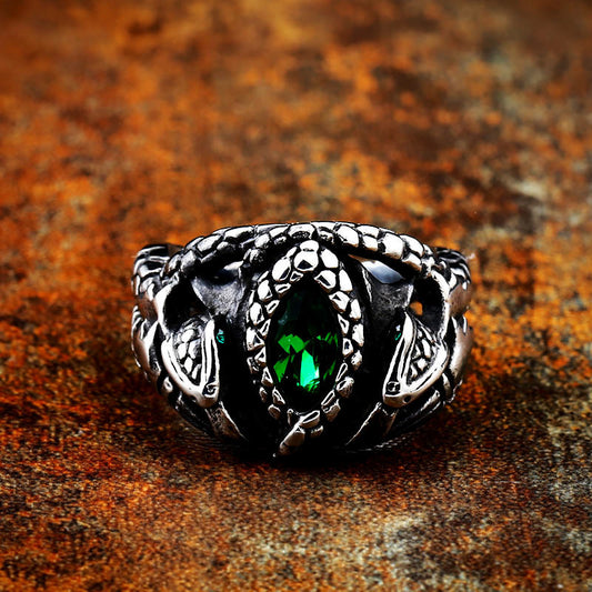 Vintage Animal Snake Shape Stainless Steel Ring For Men