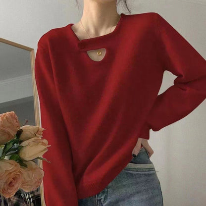 Suéter grueso de punto francés estilo retro coreano suave