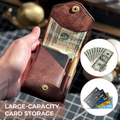 Cartera retro para hombre, diseño creativo, tarjetero y bolígrafo.