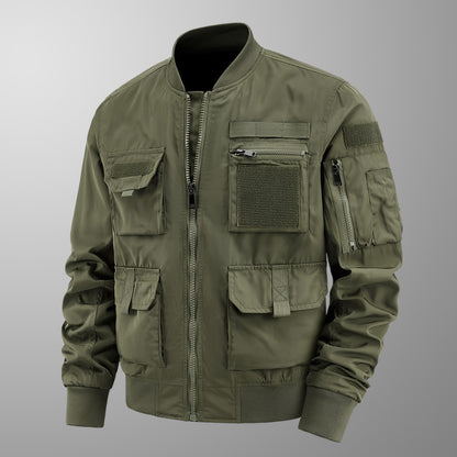 Chaqueta de piloto para hombre, abrigo multibolsillos, chaqueta exterior